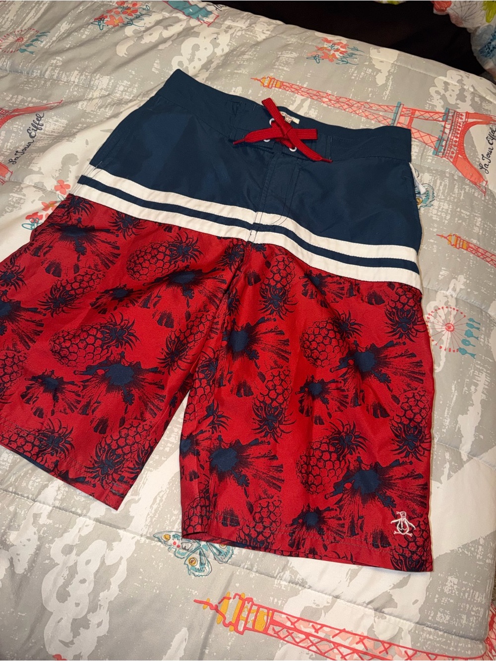 BOYS 16 Original Penguin Blue Swim Trunks w/Red Trim. No lining. MUST BE BUNDLED